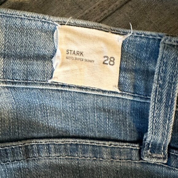 Hudson Stark Designer Moto Jean Skinny Mid Rise Medium Blue Women's Size 28/6 - Picture 5 of 6